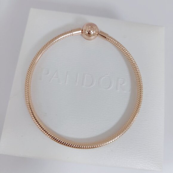 Pandora Moments Snake Chain Bracelet Rose gold plated 7.9 inch - Picture 5 of 5